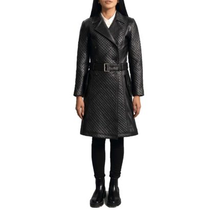 Sweet Women Susan Black Leather Trench Coat
