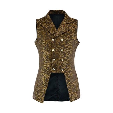 Men's Double-Breasted Yellow-GOVERNOR Vest Waistcoat Brocade Gothic Steampunk Jacket