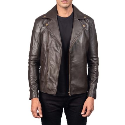 Noah-Brown Leather Biker Jacket