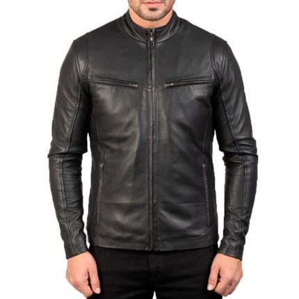 Ionic-Black Leather Jacket