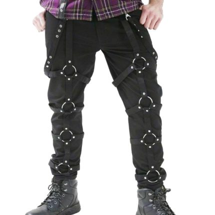 Men's Dead-Thread For Men Pants Black Punk-Goth Round-Circle in Trousers, Men's Gothic Pants