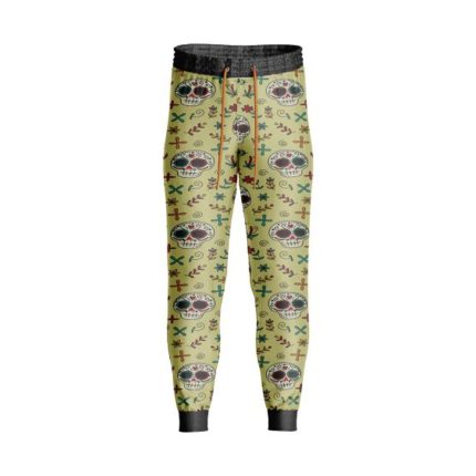 Sublimated Yellow Goth Skull Pattern Trousers