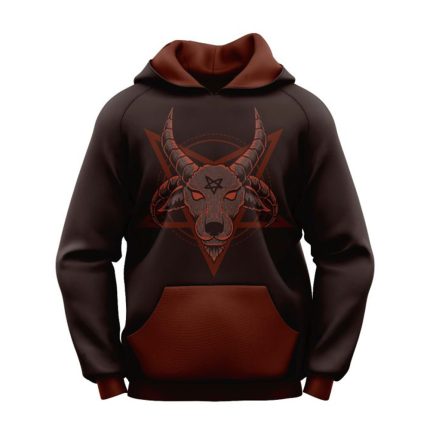 Sublimated Maroon Demon Goat Gothic Hoodie