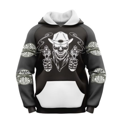 Sublimated Gun Skull Gothic Hoodie