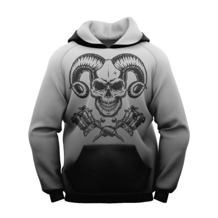 Sublimated White Gothic Skull Hoodie